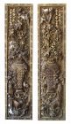 Antique Chinese Pair of Gilt Carved Panels with Calligraphy
