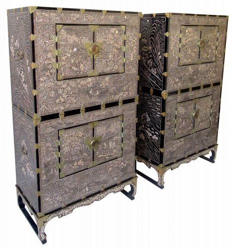 Rare Set of Korean Inlaid Ichung Nong Stacking Chests