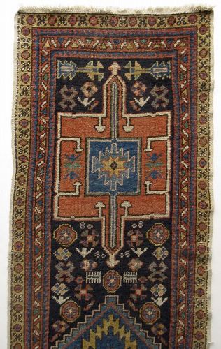 Antique Hand-Woven Caucasian Karaja Azeri Runner Rug