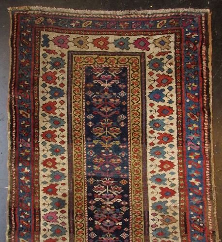 Antique Hand-Woven Caucasian Talish Azeri Runner Rug
