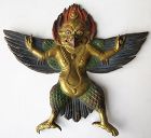 Tibetan Gilt Copper Repousse Figure of Garuda