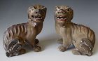 Pair of Chinese Antique Shiwan wear Fu-dogs