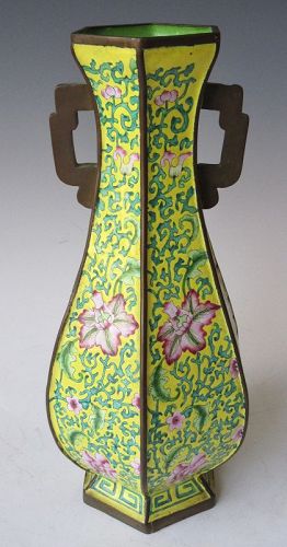 Antique Chinese Canton Enamel Vase