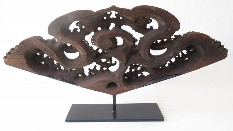 Japanese Mounted Architectural Carving of Waves