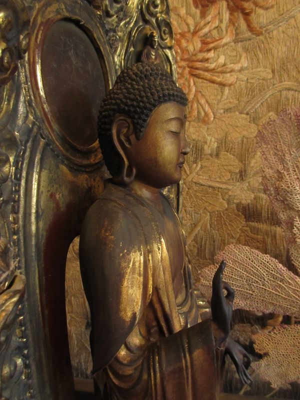 17th Century Japanese Standing Amida Buddha Statue