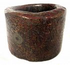 Antique Japanese Lacquer Brush Pot with Inlaid Coins