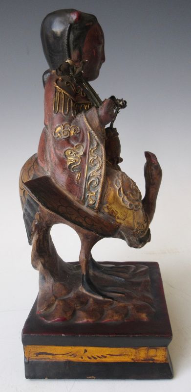 Antique Tibetan Gilt Carving of Saraswati on Swan