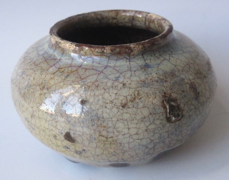 Antique Chinese Crackle Ceramic Water Coupe