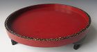 Edo period Japanese Circular Red and Black Lacquered Inlaid Stand