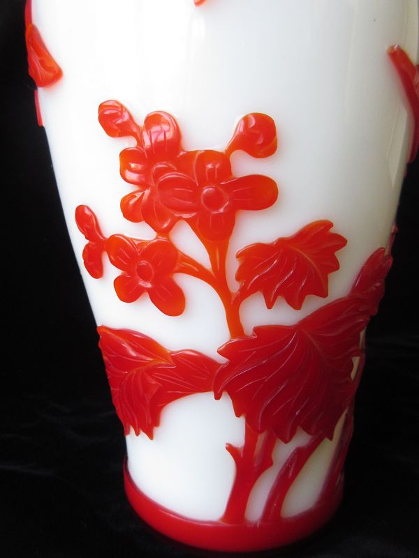 Antique Chinese Two Colored Peking Glass Vase