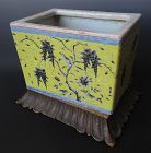 Antique Chinese Squared Porcelain Planter w/ Base