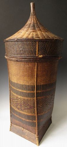 Antique Hand-Woven Southeast Asian Tribal Basket