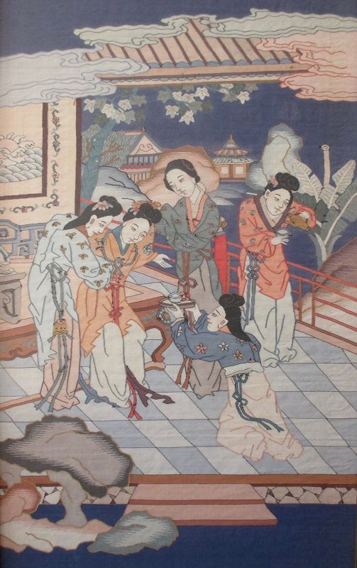 Antique Chinese Framed Silk Kesi Panel