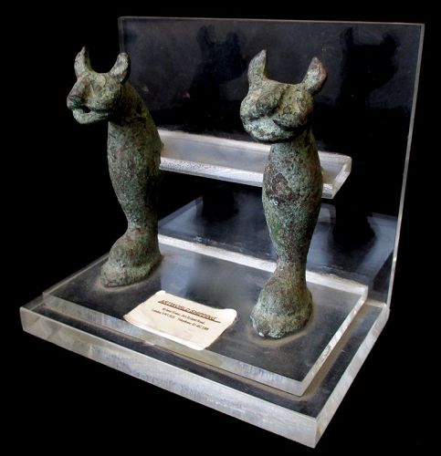 Antique Pair of Egyptian Bronze Cats