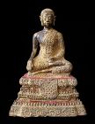 Antique Thai Seated Gilt Bronze Buddha