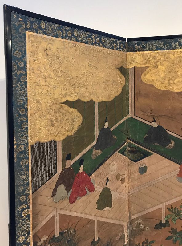 Antique Japanese Screen Painting Tale of Genji