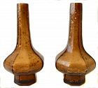 Antique Chinese Amber Peking Glass Pair of Vases