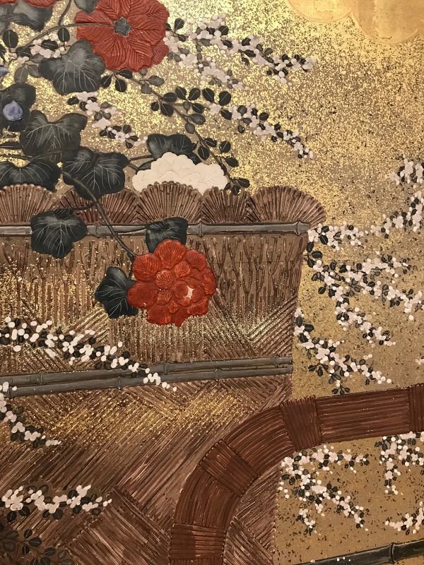 Incredible 18th Century Japanese Screen - View From the Garden