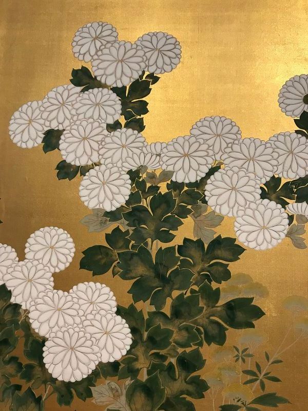 Antique Japanese Screen Painting- Language of Flowers