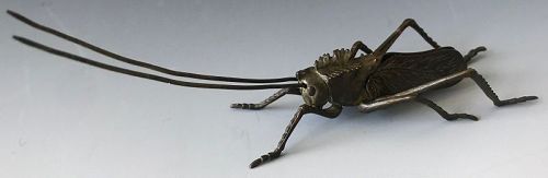 Japanese Articulated Copper Jizai Okimono of a Cricket