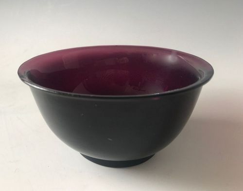 Antique Chinese Peking Glass Aubergine Wine Cup