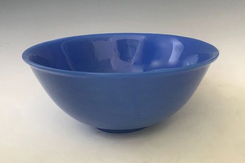 Antique Chinese Peking Glass Powder Blue Bowl