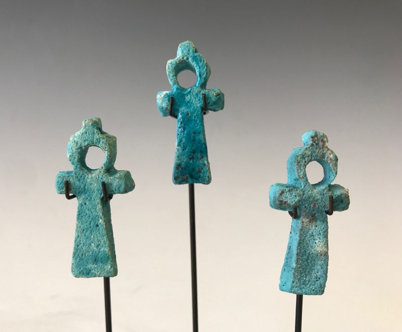 Ancient Egyptian Faience Amulets of Ankh Cross