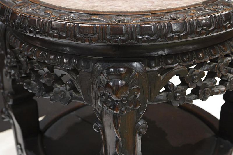 Antique Chinese Side Table with Marble Insert
