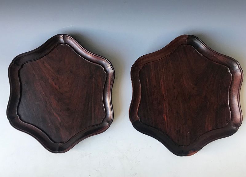 Antique Pair of Chinese Huanghuali Trays