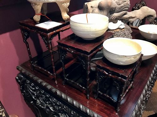 Antique Chinese Carved Set of Nesting Stands