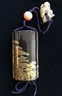 Antique Japanese Lacquer Inro with Pine Trees