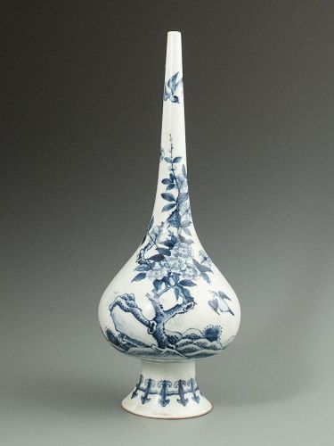 Chinese Antique Blue and White Stickneck Vase