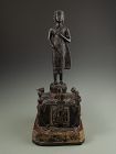 Antique Thai Ksitigarbha Gilt Bronze Figure