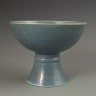 Antique Chinese Blue Monochrome Goblet