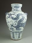 Chinese Antique Blue and White Dragon Vase
