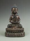 Sino-Tibetan Antique Gilt Bronze Medicine Buddha