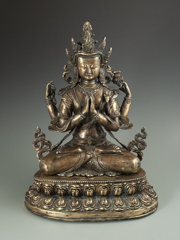 Nepalese Antique Bronze Seated Bodhisatva