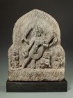 Mid 17th Century Nepalese Stone Stele Vishnu Striding Earth