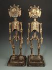 Rare Pair of Antique Himalayan Chitapati Skeletons Ritual Objects