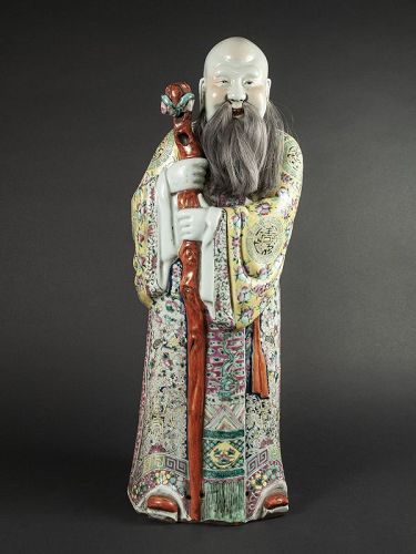 Chinese Antique Colored Porcelain Immortal Sau