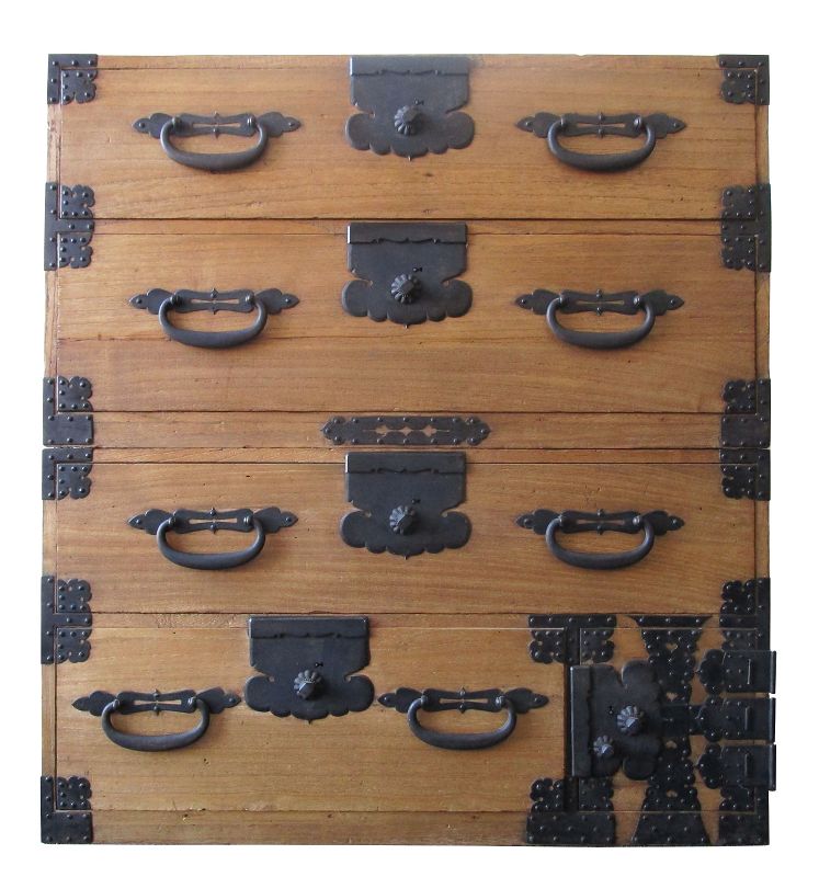 Antique Japanese Kiri Kasane Tansu 2 Section with Secret Box