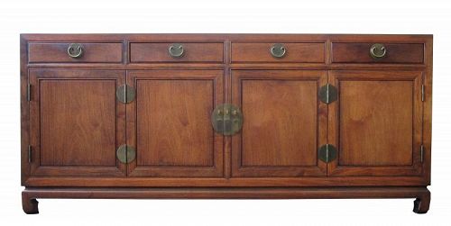 Mid Century Chinese Buffet Console Chest or Cabinet Hauli Wood