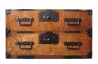 Antique Japanese Tohoku Tansu Keyaki Burl Double Drawer Kimono Chest