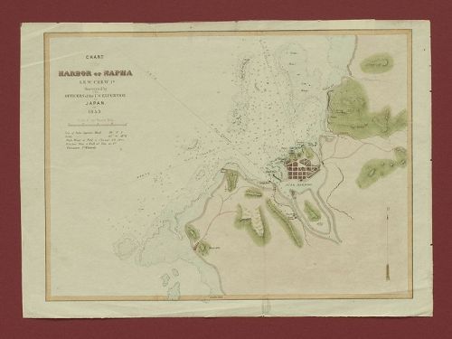 Antique Map of  Commodore Perry Landing in Japan 1853