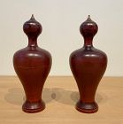 Antique Japanese Negoro Lacquer Temple Vases