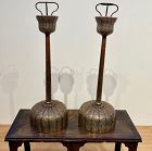 Pair of Japanese Full Size Silver Temple Candlesticks