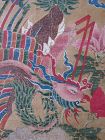 Korean Antique Tall Painted Panel of Two Phoenixes and Flowers