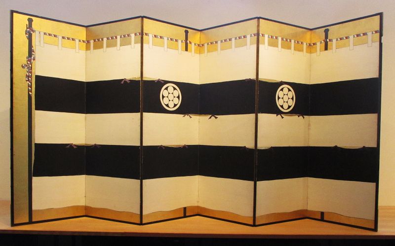 Japanese 6-panel Screen Painting for Samurai Armor Display