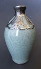Antique Chinese Celadon Vase with Silver