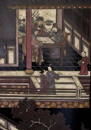 Chinese Antique 8-panel Coromandel Screen with Palace Scene